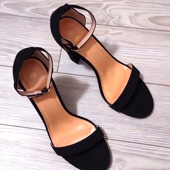 (38-2940) Women's Suede High Heel Open Toe Sz 10 - Picture 9 of 12